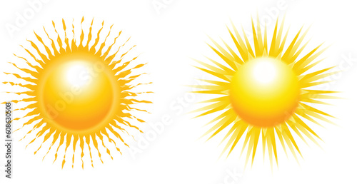 Sun set with rays isolated on white. Vector illustration