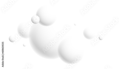 Light and soft 3D defocused spheres vector abstract background, relaxing ambient theme with white balls in levitation, atmospheric wallpaper.