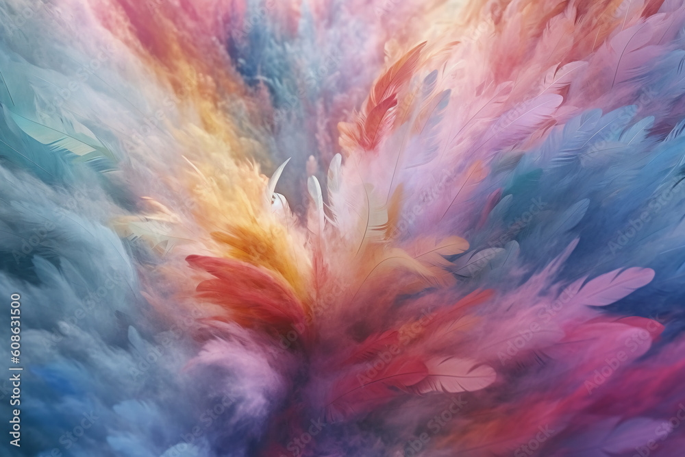 the spray flew high and the feathers floated. AI generative