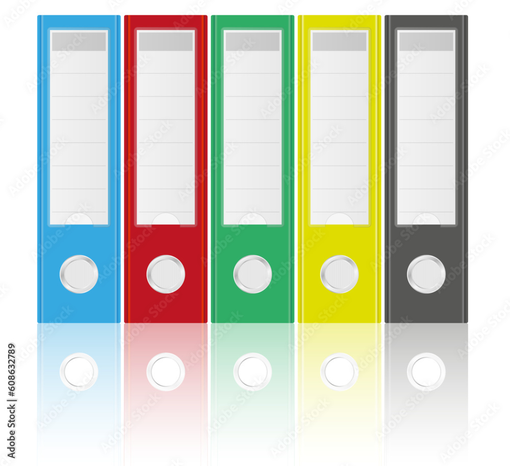 Illustration of Binders in Various Colors on White Background Illustration of Binders in Various Colors on White Background