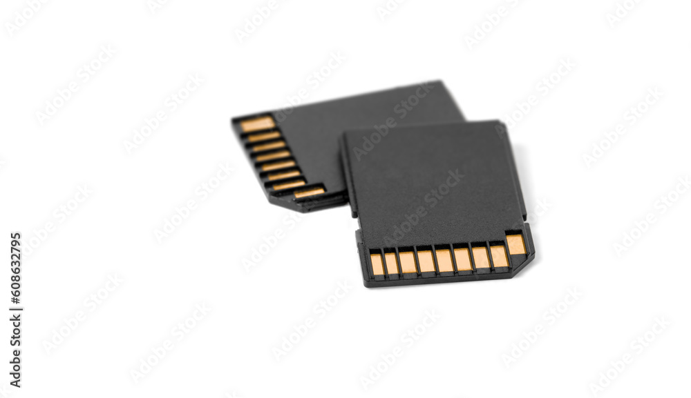 Sd card, memory card with copyspace isolated on a white background. Sd card, memory card with copyspace isolated on a white background.