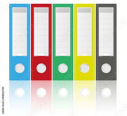 Illustration of Binders in Various Colors on White Background