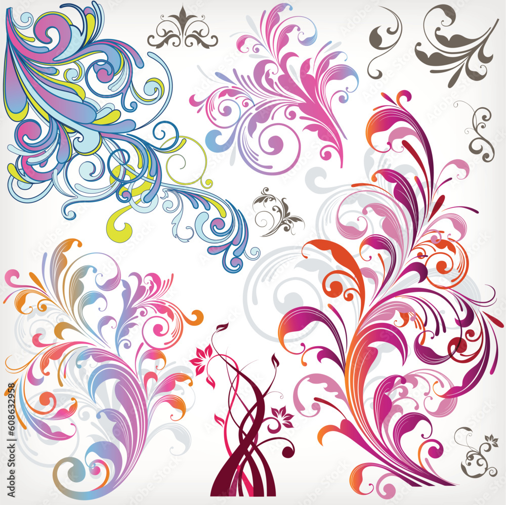 illustration drawing of floral design elements illustration drawing of floral design elements