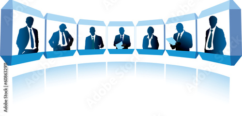 Group of successful businesspeople having a video conference