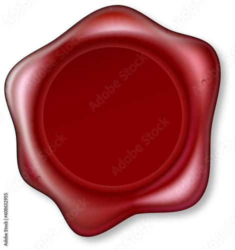 Graphic of red sealing wax that has been embossed. Wax Seal blank so you can place your design in the centrer.
