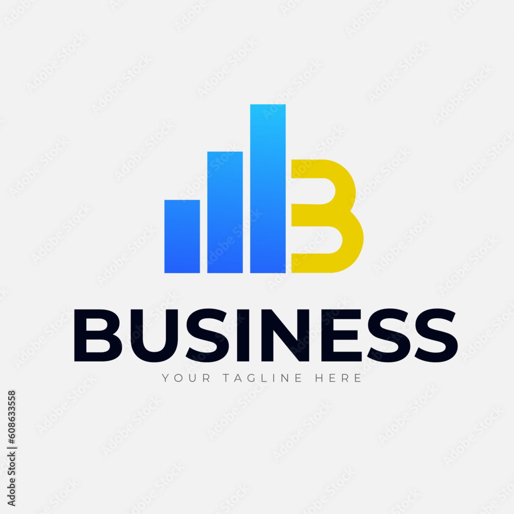 Online Business Design with B Icon Template with Complete Branding and identity 