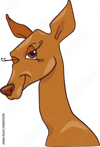 Cartoon Humorous Illustration of Cute Doe or Roe Animal Character