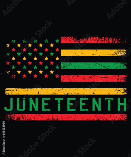 Juneteenth American Flag T-Shirt, Juneteenth USA Flag Shirt Print Template