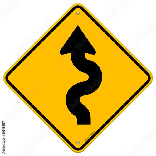 Classic yellow traffic sign with black arrow symbol
