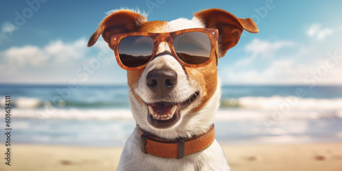 Cheerful Canine. Happy Jack Russell Terrier Dog with Funny Expression. Generative AI