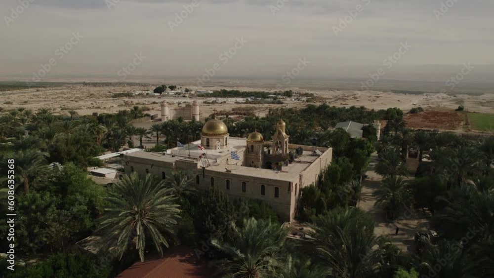 Monastery Of St. Gerasimos Of Jordan Drone Aerial view Monastery Of St. Gerasimos Of Jordan Drone Aerial view