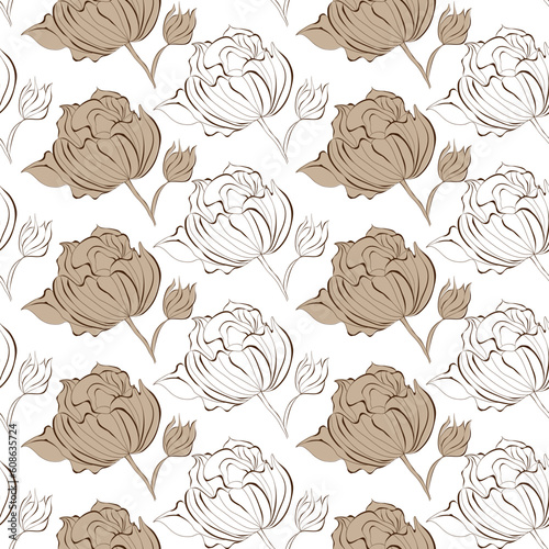 Seamless wallpaper with Peony flowers