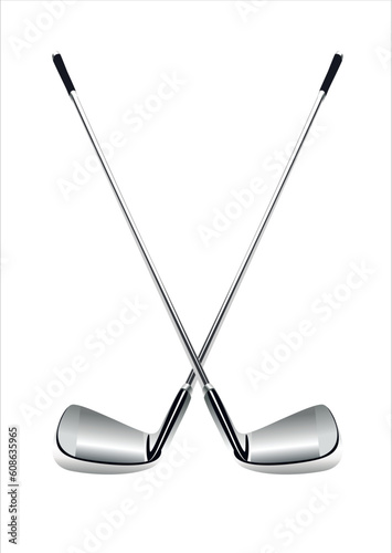 Golf clubs on white background