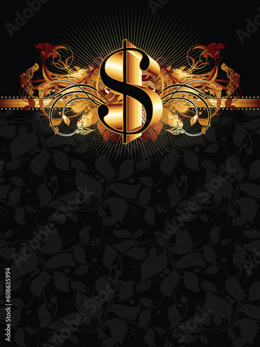 ornate frame with dollars, this illustration may be useful as designer work
