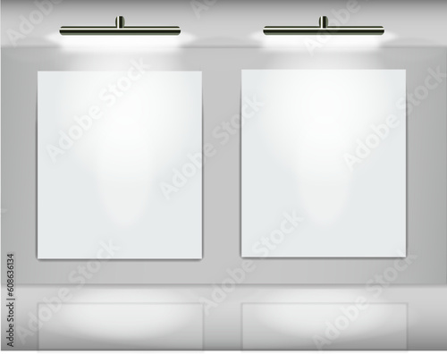Two highlighted white frames in virtual art gallery
