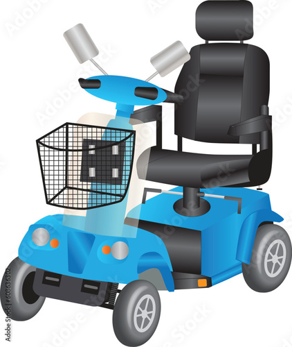 A Blue Electric Mobility Scooter for the Disabled