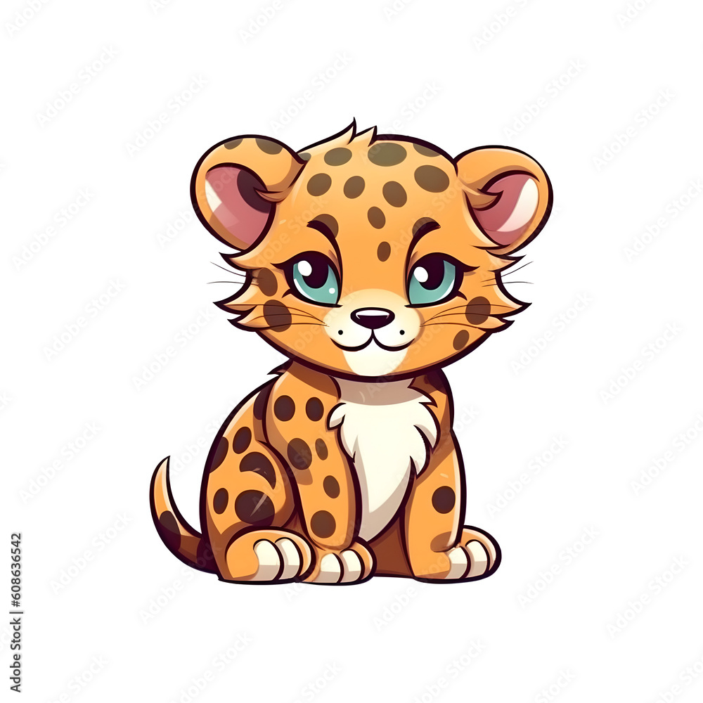 Enchanting Elegance: Cute Jaguar in 2D Illustration Enchanting Elegance: Cute Jaguar in 2D Illustration