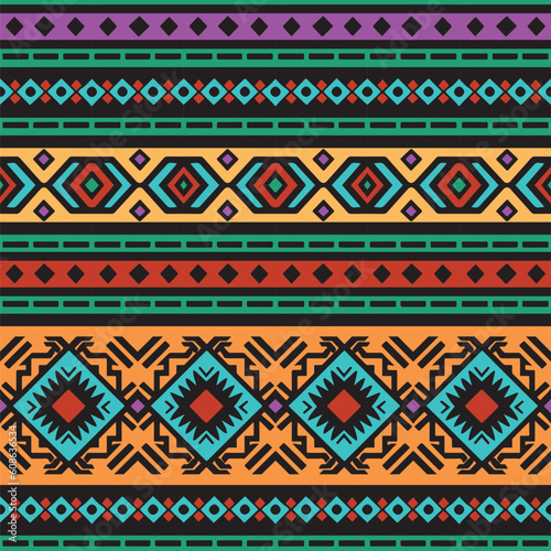 Wallpaper Mural tribal colored seamless pattern, colorfull vector illustration, borders Torontodigital.ca