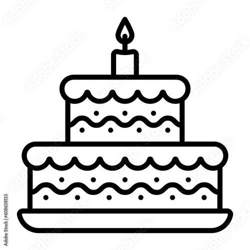 Double Story Wedding Dessert with Candle vector icon design, Bakery and Breadsmith symbol, Cuisine Maestro sign, food connoisseur stock illustration, Two layers Birthday Cake concept