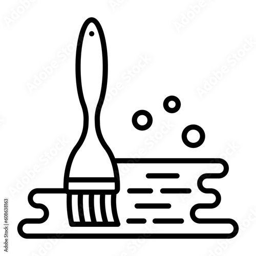 Butter or Olive Oil Brush vector line icon design, Bakery and Breadsmith symbol, Cuisine Maestro sign, food connoisseur stock illustration, Greasing Bread Dough concept