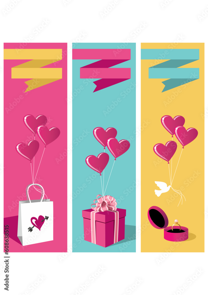 Happy lovers day greeting card background sale set. Vector file available.