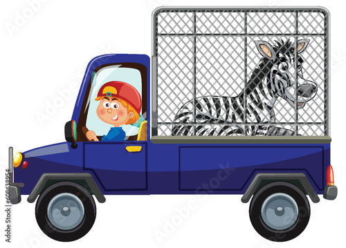 Zoo staff deliver animal to the zoo