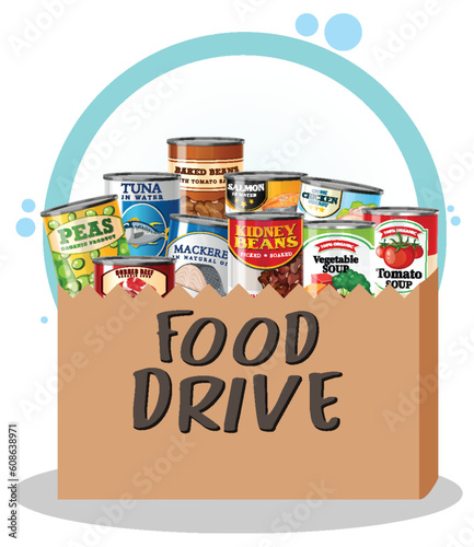 Preservatives canned food in the box
