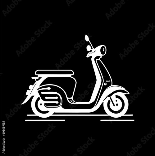 Classic scooter Logo detailed on Black background White color