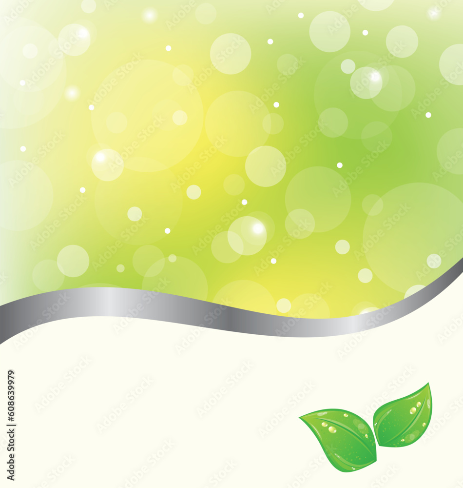 Illustration ecology card with green leaves - vector Illustration ecology card with green leaves - vector