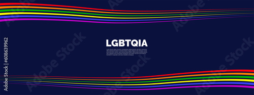 LGBTQIA Happy Pride Month Banner. Pride Banner with LGBTQ+ Flag Background