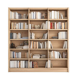 Bookshelf isolated on transparent background. Generative AI