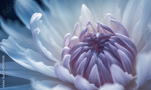  a close up of a white flower with a blue background.  generative ai