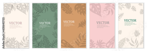 Colorful abstract tropical leaves. Bright banners  posters  cover design templates  wallpapers with spring leaves and flowers. Vector illustration  EPS 10. Flat style.