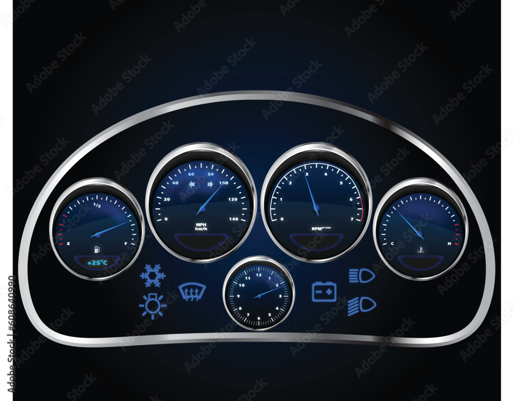 Vector realistic car dashboard, eps10