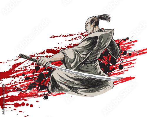 japan vector warrior on grunge background