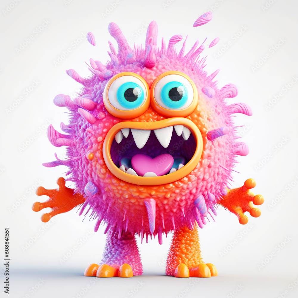 monster, funny cartoon isolated on white background,  Generative AI