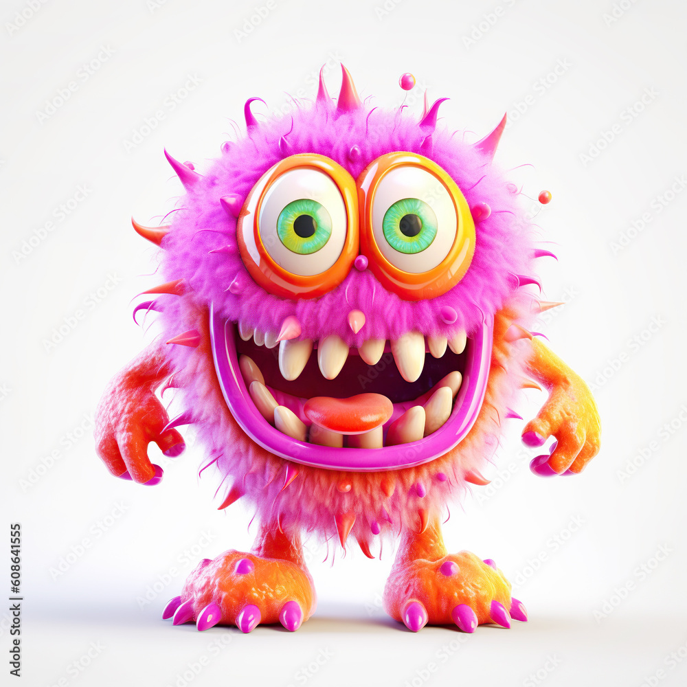 monster, funny cartoon isolated on white background,  Generative AI