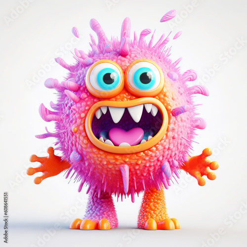 monster, funny cartoon isolated on white background, Generative AI