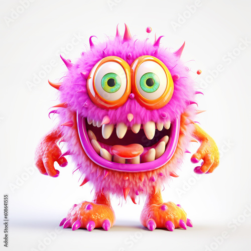 monster, funny cartoon isolated on white background, Generative AI