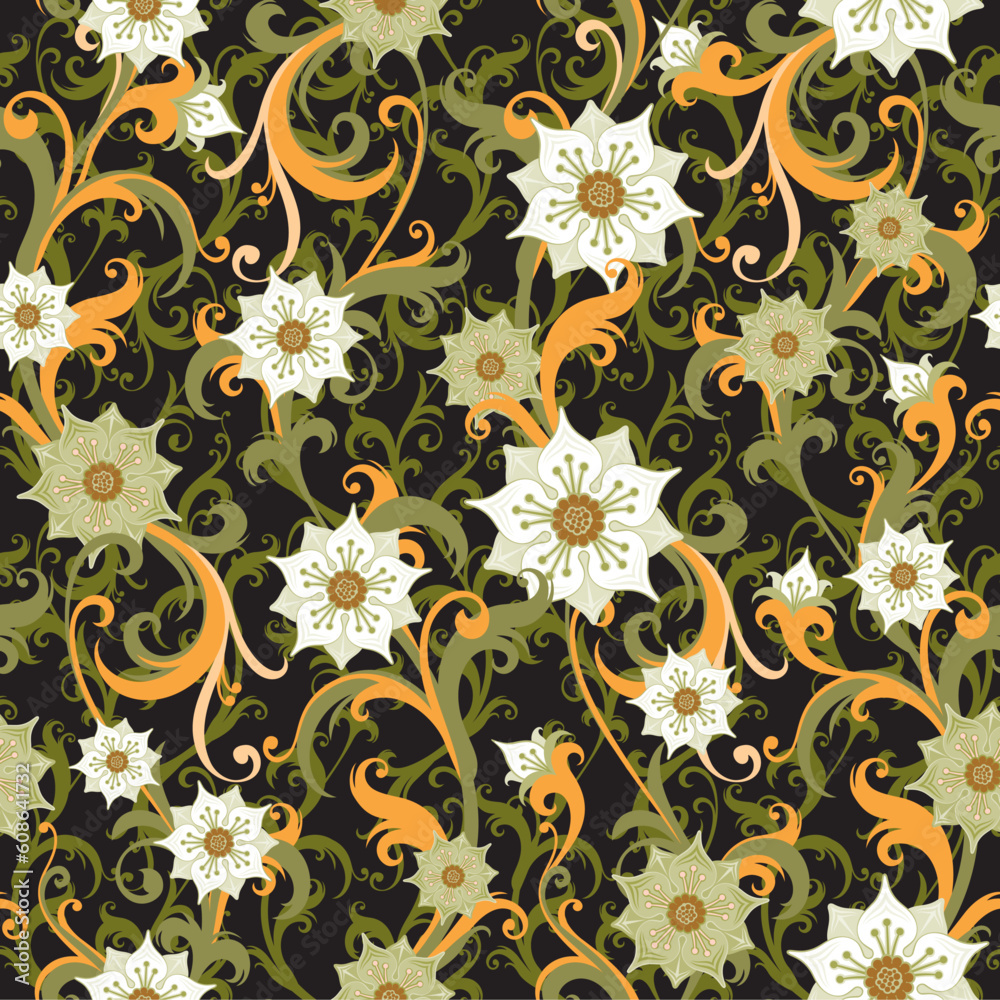 Seamless background from a floral ornament, Fashionable modern wallpaper or textile Seamless background from a floral ornament, Fashionable modern wallpaper or textile