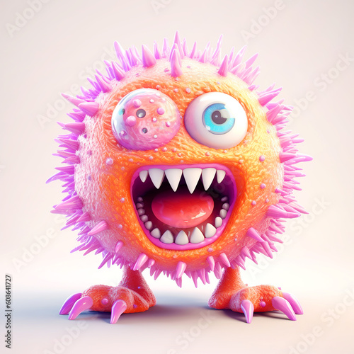 monster, funny cartoon isolated on white background, Generative AI