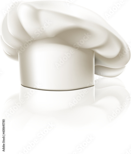 Illustration of a clean white chef or cook or bakers hat