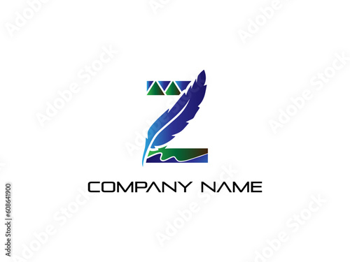 z letter Modern abstract Creative 
 digital feather  logo. vector illustration logo. modern style Awesome logo in shape a template Mode flat.