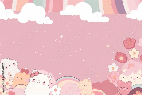 kawaii pink cute background  generative ai