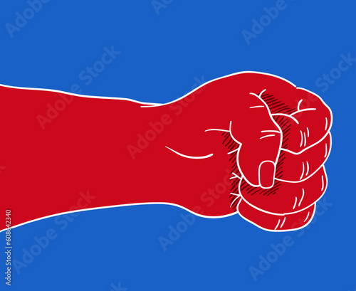 Power in hand as symbol of human strenght in fight