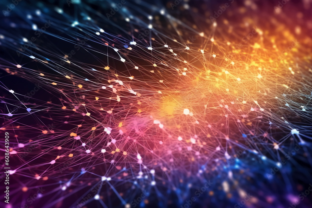 Network connection fiber optic, Abstract futuristic network lines background. AI generative