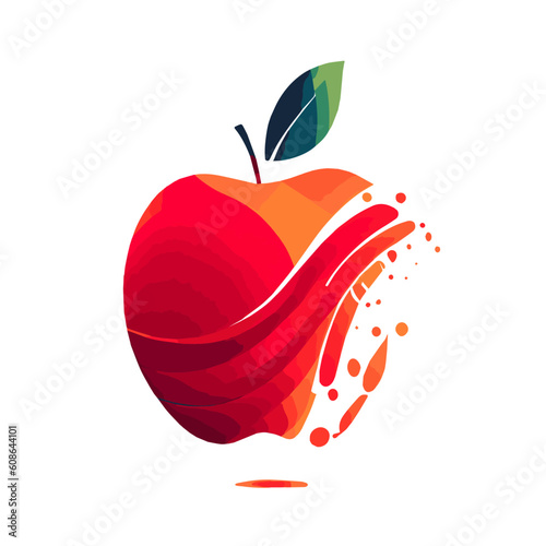 red apple with leaf vector illustration for logo sticker and many more