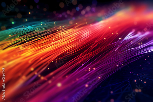 Network connection fiber optic, Abstract futuristic network lines background. AI generative