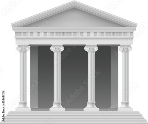 Portico an ancient temple. Colonnade. Illustration on white