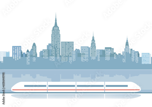 Express train from the city backdrop